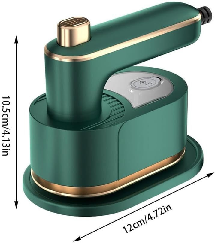 3-in-1 Portable Mini Steam Iron - Handheld Garment Steamer for Travel | Small Iron for Clothes, Dry & Wet Use | Flat, Oblique & Hanging Ironing | Green Gold Edition