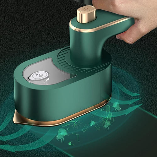 3-in-1 Portable Mini Steam Iron - Handheld Garment Steamer for Travel | Small Iron for Clothes, Dry & Wet Use | Flat, Oblique & Hanging Ironing | Green Gold Edition