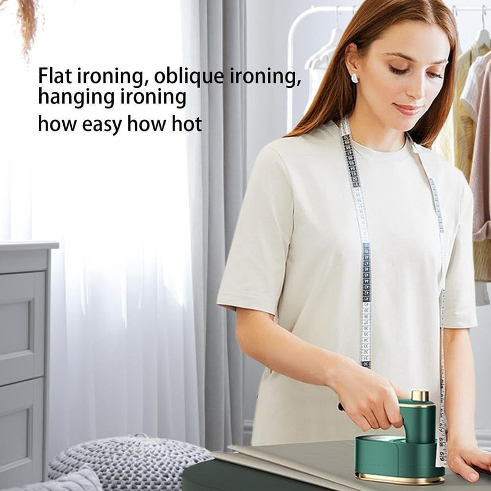 3-in-1 Portable Mini Steam Iron - Handheld Garment Steamer for Travel | Small Iron for Clothes, Dry & Wet Use | Flat, Oblique & Hanging Ironing | Green Gold Edition