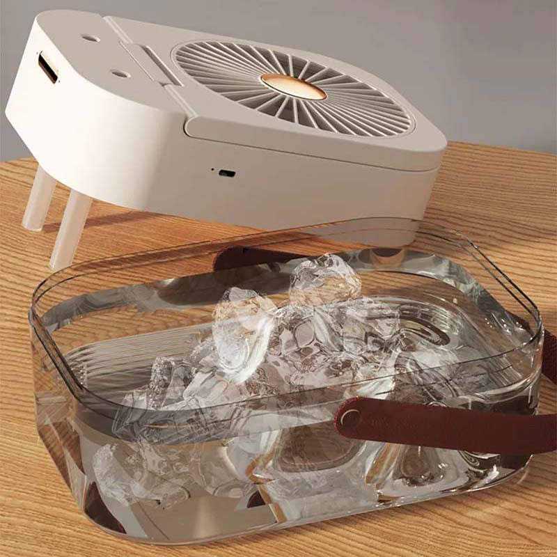 3-in-1 Portable Mini Air Cooler Fan with Humidifier & Night Light - USB Rechargeable Ice Cooling Fan, 3 Speeds, Remote Control, Water Mist Spray for Desk, Home, Office, Outdoor