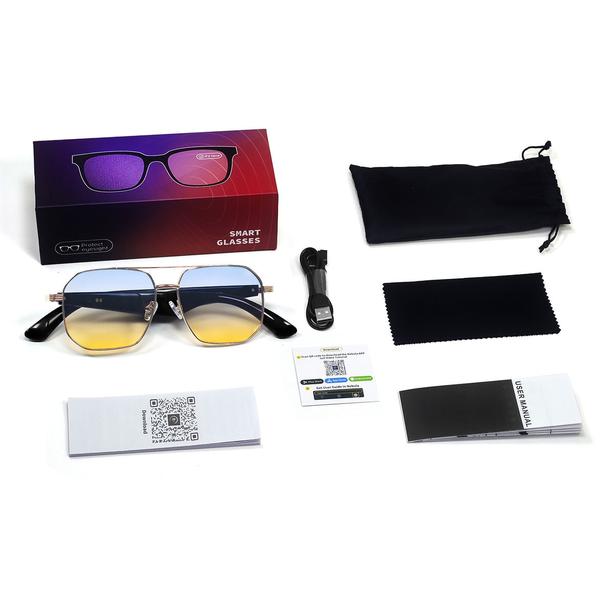 NebulaBuds AI Smart Translation Glasses - Real-Time 100+ Languages Translator, Bluetooth Audio Glasses with ChatGPT Voice Assistant, Polarized Sunglasses for Driving, Travel, Study