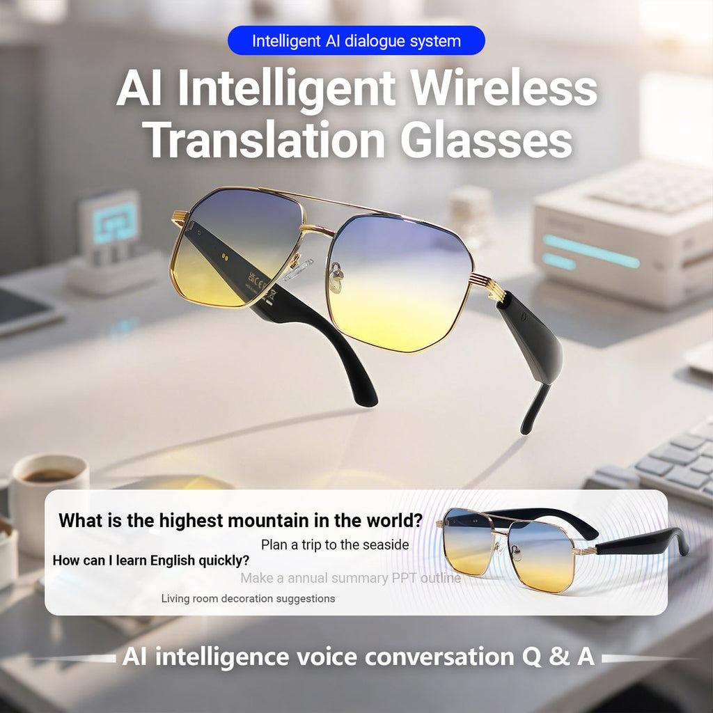 NebulaBuds AI Smart Translation Glasses - Real-Time 100+ Languages Translator, Bluetooth Audio Glasses with ChatGPT Voice Assistant, Polarized Sunglasses for Driving, Travel, Study