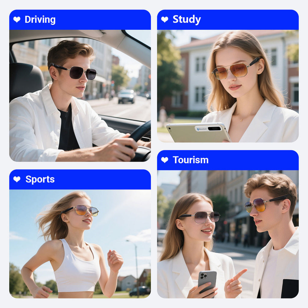 NebulaBuds AI Smart Translation Glasses - Real-Time 100+ Languages Translator, Bluetooth Audio Glasses with ChatGPT Voice Assistant, Polarized Sunglasses for Driving, Travel, Study