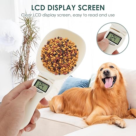 Digital Pet Food Measuring Scoop Scale - 800g LCD Display Measuring Spoon | Detachable Handle Dog Food Scale | Accurate 1g Kitchen Spoon Scale for Pets, Flour, Grains, Coffee