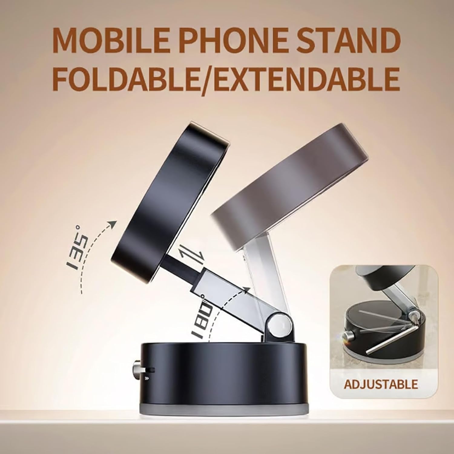 360° Rotatable Vacuum Magnetic Car Phone Mount - Foldable Dashboard Holder for iPhone & Android | Strong Suction, One-Touch Lock, MagSafe Compatible