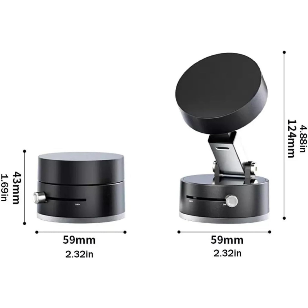 360° Rotatable Vacuum Magnetic Car Phone Mount - Foldable Dashboard Holder for iPhone & Android | Strong Suction, One-Touch Lock, MagSafe Compatible