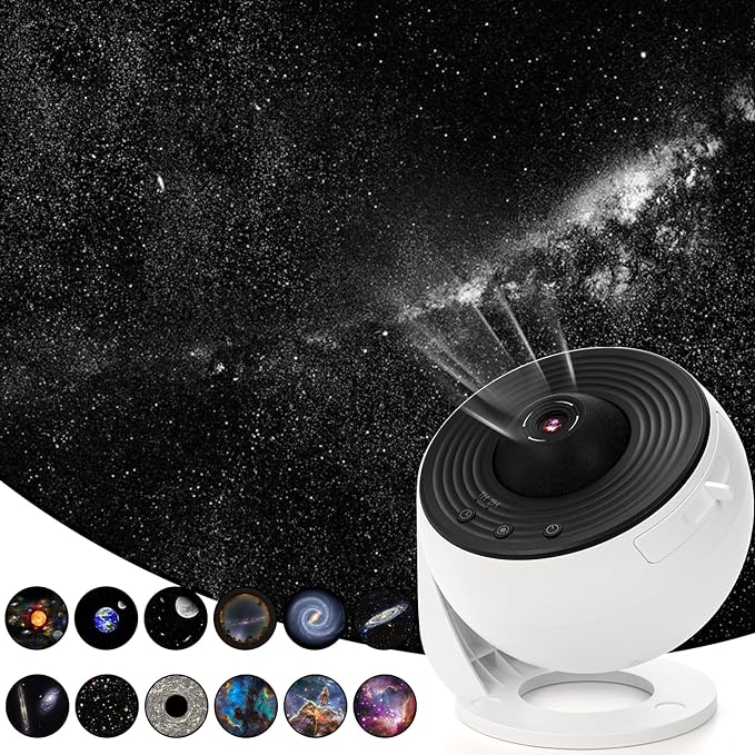 13-in-1 Planetarium Galaxy Projector for Bedroom - HD Star Projector Night Light with Solar System Discs, 360° Rotating Focus, Timer | for Kids, Adults, Ceiling, Home Theater