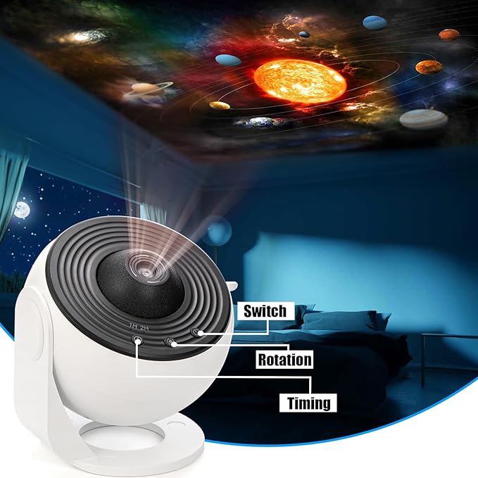 13-in-1 Planetarium Galaxy Projector for Bedroom - HD Star Projector Night Light with Solar System Discs, 360° Rotating Focus, Timer | for Kids, Adults, Ceiling, Home Theater