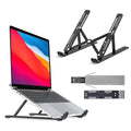 Adjustable Aluminum Laptop Stand - Foldable Ergonomic Riser with Anti-Slip Grips | 10KG Capacity, Heat Dissipation, Portable with Carry Bag | for MacBook, Laptops 10-17"
