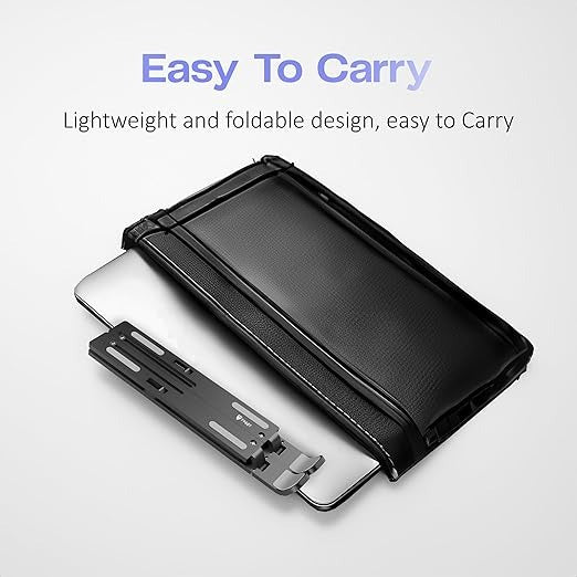 Adjustable Aluminum Laptop Stand - Foldable Ergonomic Riser with Anti-Slip Grips | 10KG Capacity, Heat Dissipation, Portable with Carry Bag | for MacBook, Laptops 10-17"