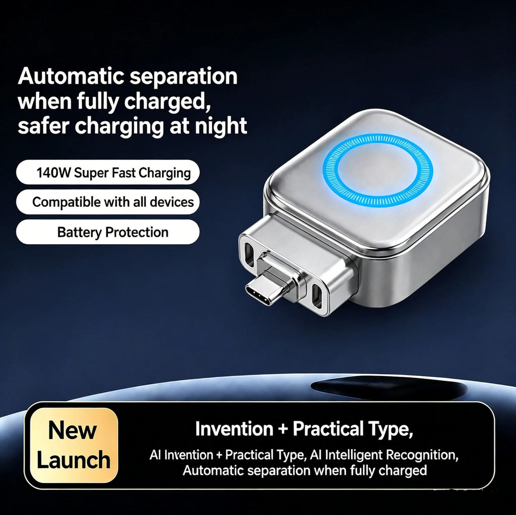 Auto Eject USB-C Charging Adapter with Smart Overcharge Protection - 140W Super Fast Charging, Auto Disconnect When 100% Full, LED Indicator, Battery Saver for iPhone, Samsung, Android