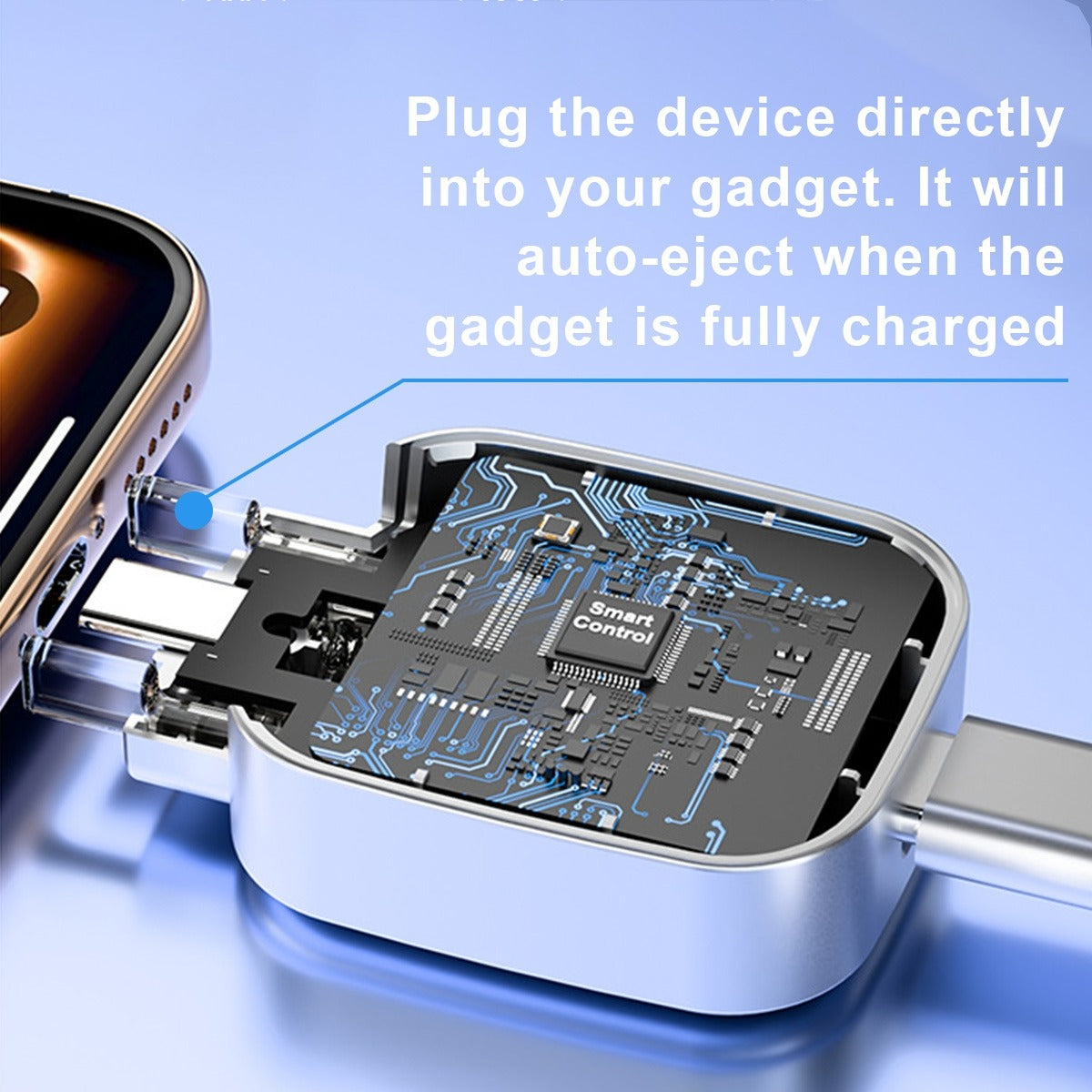 Auto Eject USB-C Charging Adapter with Smart Overcharge Protection - 140W Super Fast Charging, Auto Disconnect When 100% Full, LED Indicator, Battery Saver for iPhone, Samsung, Android