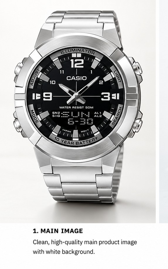 Casio Men's Stainless Steel Sports Watch - 10 Year Battery, 50M Water Resistant, LED Illuminator, Stopwatch, Daily Alarm | Analog Digital Combo